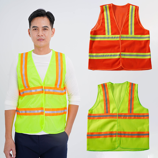 Áo gile lưới phản quang hai màu cao cấp AV35