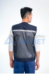 Áo bảo hộ gile phản quang phối lưới cao cấp AV33, Màu xanh dương - Size L