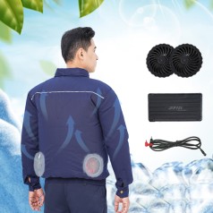 Áo điều hòa hai lớp cao cấp AV13 màu xanh dương, Size M - Áo + Bộ phụ kiện