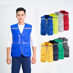 Áo bảo hộ gile phản quang phối lưới cao cấp AV33, Màu xanh dương - Size L