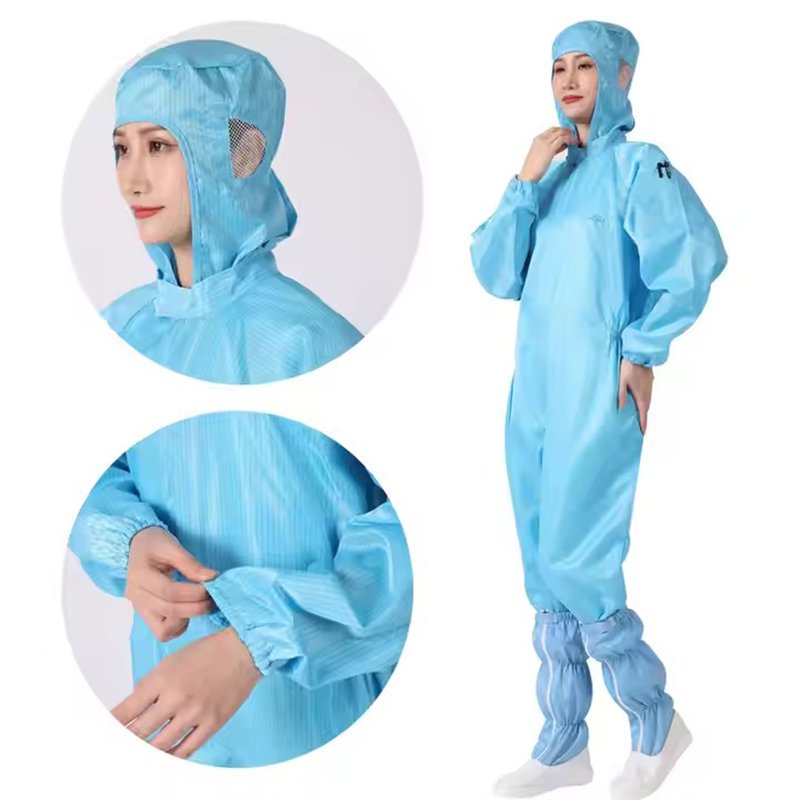 Quần áo phòng sạch chống tĩnh điện liền thân có mũ S102