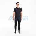 Áo polo đồng phục màu đen P02, Size S - Vải cá sấu mè