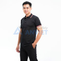 Áo polo đồng phục màu đen P02, Size S - Vải cá sấu mè