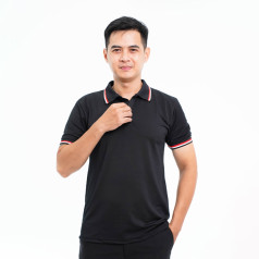 Áo polo đồng phục màu đen P02, Size S - Vải cá sấu mè