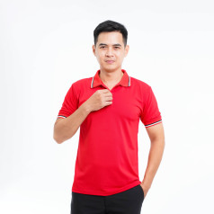 Áo polo đồng phục màu đỏ P05, Size S - Vải cá sấu mè