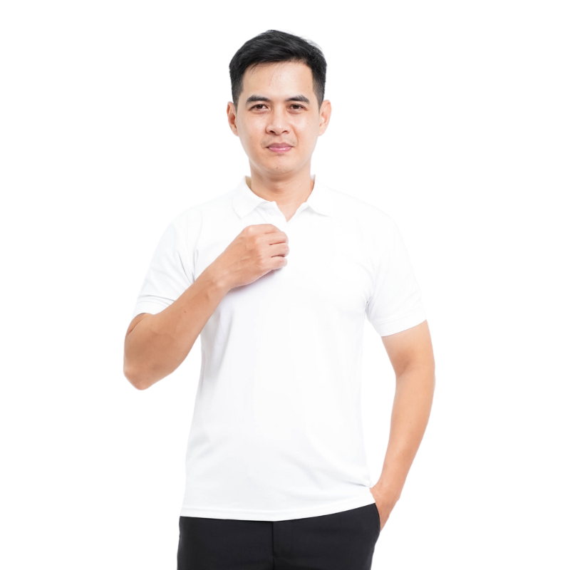 Áo polo đồng phục màu trắng chất liệu bền bỉ P08