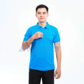 Áo phông đồng phục màu xanh dương P14, Size L - Vải cá sấu mè