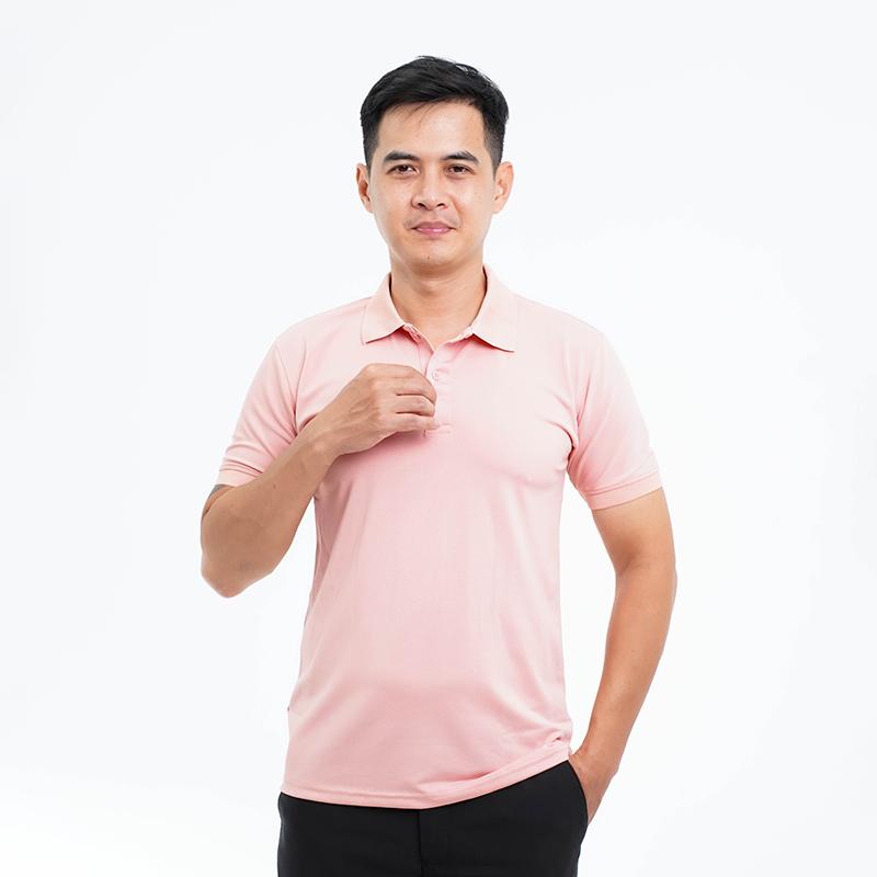 Áo polo đồng phục màu hồng nhạt P10