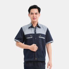  Quần áo bảo hộ lao động Evinz AV25 thời trang cho kỹ sư, kỹ thuật ngắn tay, Size L - Vải kaki liên doanh