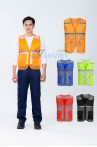 Áo gile phản quang chất liệu kaki bền phối lưới thoáng khí AV63, Màu xanh