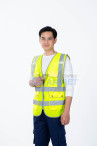 Áo gile phản quang thiết kế túi hộp đính cúc siêu bền, vải nhẹ thoáng khí AV65, Màu xanh nõn chuối