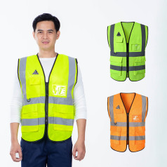 Áo gile phản quang chống tĩnh điện vải lưới polyester thoáng khí, siêu bền chống rách AV66, Màu xanh nõn chuối