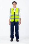 Áo gile phản quang chống tĩnh điện vải lưới polyester thoáng khí, siêu bền chống rách AV66, Màu xanh nõn chuối