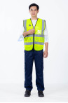 Áo gile phản quang chống tĩnh điện vải lưới polyester thoáng khí, siêu bền chống rách AV66, Màu xanh nõn chuối
