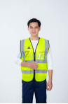 Áo gile phản quang chống tĩnh điện vải lưới polyester thoáng khí, siêu bền chống rách AV66, Màu xanh nõn chuối
