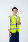 Áo gile phản quang chống tĩnh điện vải lưới polyester thoáng khí, siêu bền chống rách AV66, Màu xanh nõn chuối