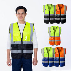 Áo gile phản quang chất liệu cao cấp, thoáng khí, phối màu nổi bật AV64, Màu xanh nõn chuối phối đen
