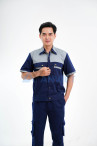 Quần áo bảo hộ lao động Evinz AV29 ngắn tay cho kỹ sư, nhân viên kỹ thuật, Size L - Vải kaki liên doanh