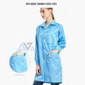 Áo choàng phòng sạch chống bụi, chống tĩnh điện cho công nhân thực phẩm S103, Size M - Màu xanh khóa kéo