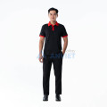 Áo polo đồng phục màu đen phối cổ đỏ P18 bền màu, thoáng mát, Size L - Vải cá sấu mè