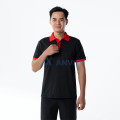 Áo polo đồng phục màu đen phối cổ đỏ P18 bền màu, thoáng mát, Size L - Vải cá sấu mè