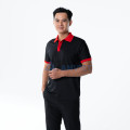 Áo polo đồng phục màu đen phối cổ đỏ P18 bền màu, thoáng mát, Size L - Vải cá sấu mè