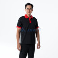 Áo polo đồng phục màu đen phối cổ đỏ P18 bền màu, thoáng mát, Size L - Vải cá sấu mè