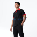 Áo polo đồng phục màu đen phối cổ đỏ P18 bền màu, thoáng mát, Size L - Vải cá sấu mè