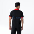 Áo polo đồng phục màu đen phối cổ đỏ P18 bền màu, thoáng mát, Size L - Vải cá sấu mè