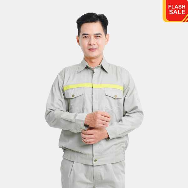 Đồng phục bảo hộ lao động Evinz AV23 cho kỹ sư, nhân viên kỹ thuật ghi xám có phản quang