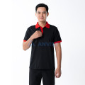 Áo polo đồng phục màu đen phối cổ đỏ P18 bền màu, thoáng mát, Size M