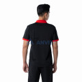Áo polo đồng phục màu đen phối cổ đỏ P18 bền màu, thoáng mát, Size M