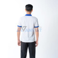 Áo polo đồng phục màu trắng phối cổ xanh P19, Size M