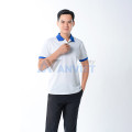 Áo polo đồng phục màu trắng phối cổ xanh P19, Size M