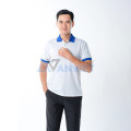 Áo polo đồng phục màu trắng phối cổ xanh P19, Size M