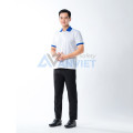 Áo polo đồng phục màu trắng phối cổ xanh P19, Size M