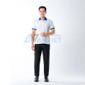 Áo polo đồng phục màu trắng phối cổ xanh P19, Size M