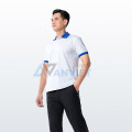 Áo polo đồng phục màu trắng phối cổ xanh P19, Size M