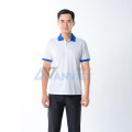 Áo polo đồng phục màu trắng phối cổ xanh P19, Size M