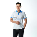 Áo polo đồng phục cổ đức phối màu xanh P22 bền màu, co giãn tốt, Size L