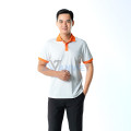 Áo polo đồng phục màu trắng phối cam nổi bật P23, Size L