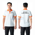Áo polo đồng phục màu trắng phối cam nổi bật P23, Size L