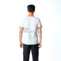 Áo polo đồng phục màu trắng phối cam nổi bật P23, Size L