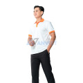 Áo polo đồng phục màu trắng phối cam nổi bật P23, Size L