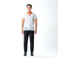 Áo polo đồng phục màu trắng phối cam nổi bật P23, Size L