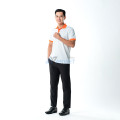 Áo polo đồng phục màu trắng phối cam nổi bật P23, Size L