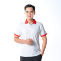 Áo polo đồng phục màu trắng phối đỏ P20 bền, đẹp, thoáng mát, Size M
