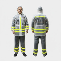 Bộ quần áo mưa trong suốt phản quang A14