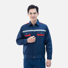 Quần áo bảo hộ lao động Evinz AV58 cho công nhân, kỹ sư màu xanh than phối đỏ