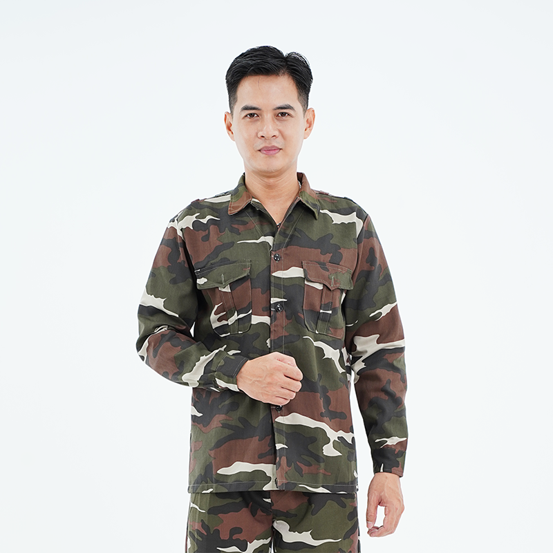 Quần áo lao động Evinz AV41 vải kaki họa tiết rằn ri dày dặn